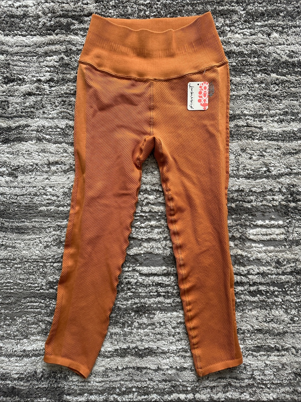 Free People Movement Stretch Ribbed Crop Leggings-Toasted Coconut